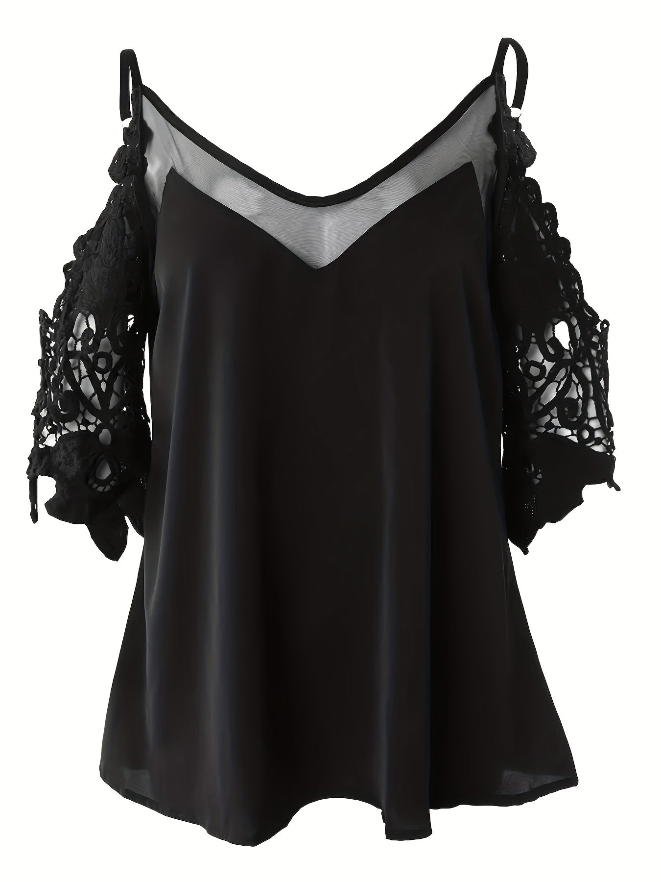 Bluzka z odsęoniêtymi ramionami i koronkowymi rêkawami