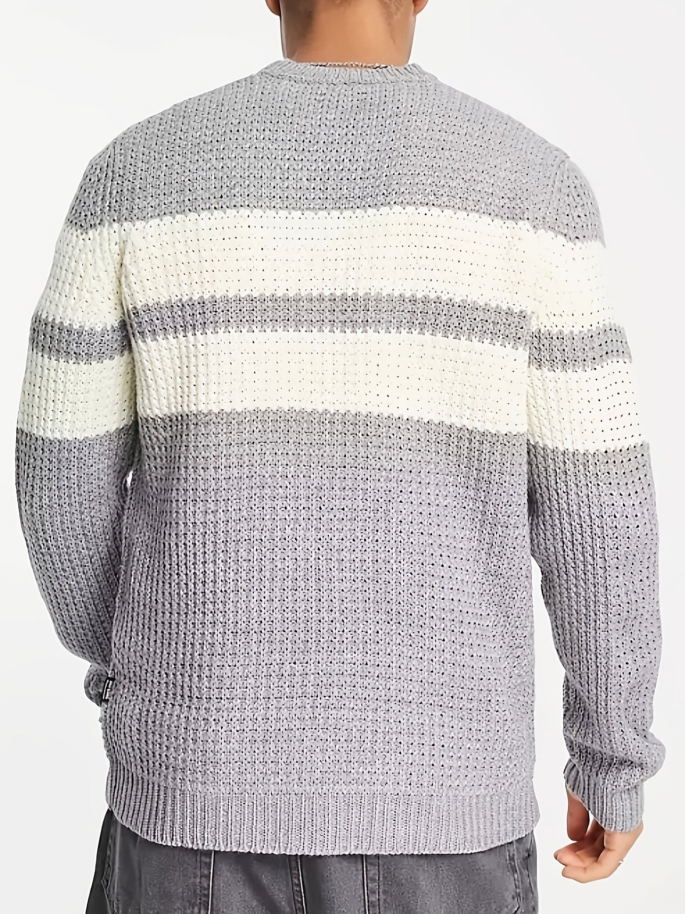 Mêski sweter z dzianiny w paski
