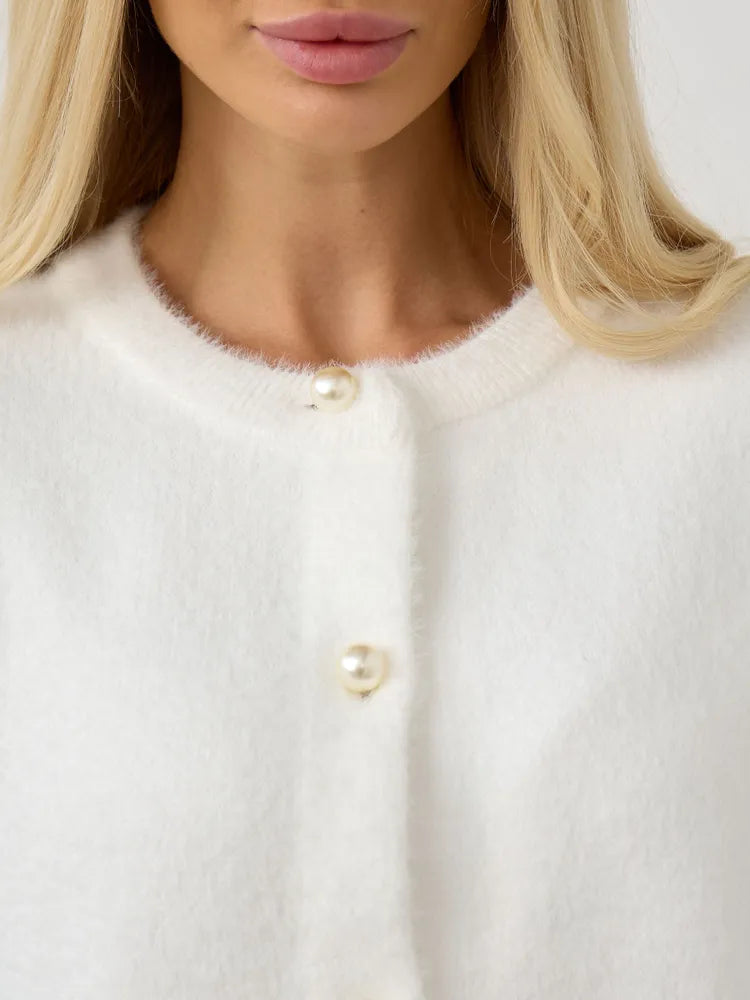 Kardigan z dzianiny przypominającej norkę