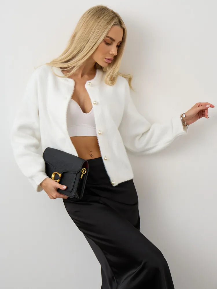 Kardigan z dzianiny przypominającej norkę