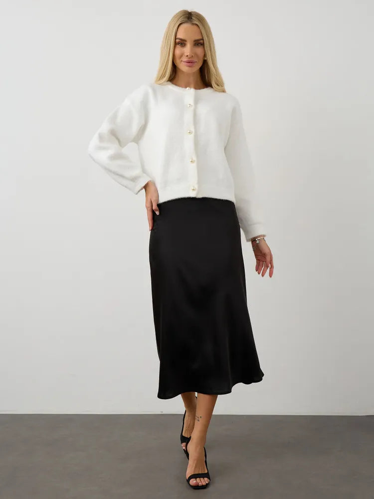 Kardigan z dzianiny przypominającej norkę