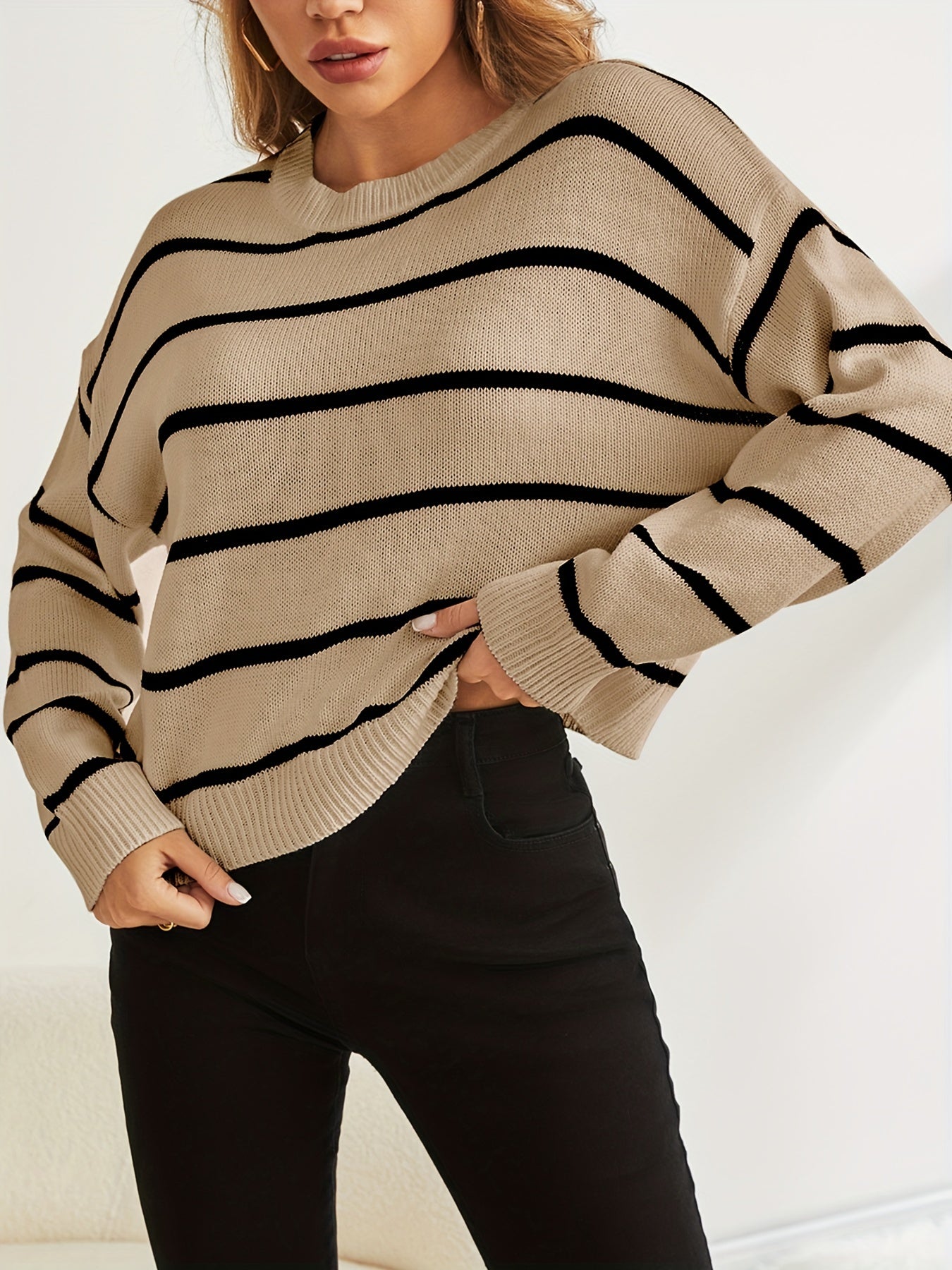 Dzianinowy sweter w paski