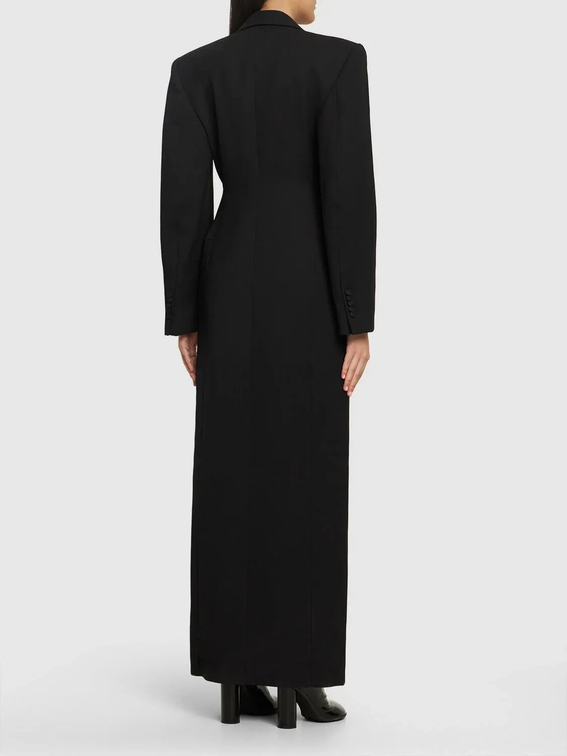 Płaszcz smokingowy z wełny licowej w kolorze czarnym