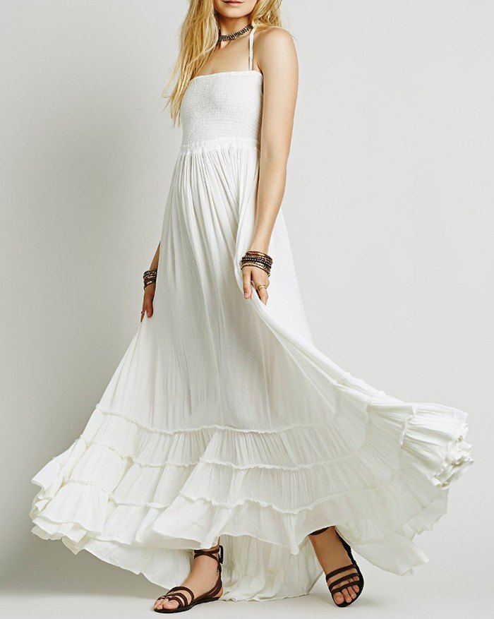 Sukienka maxi typu Halter Swing Beach z odkrytymi plecami