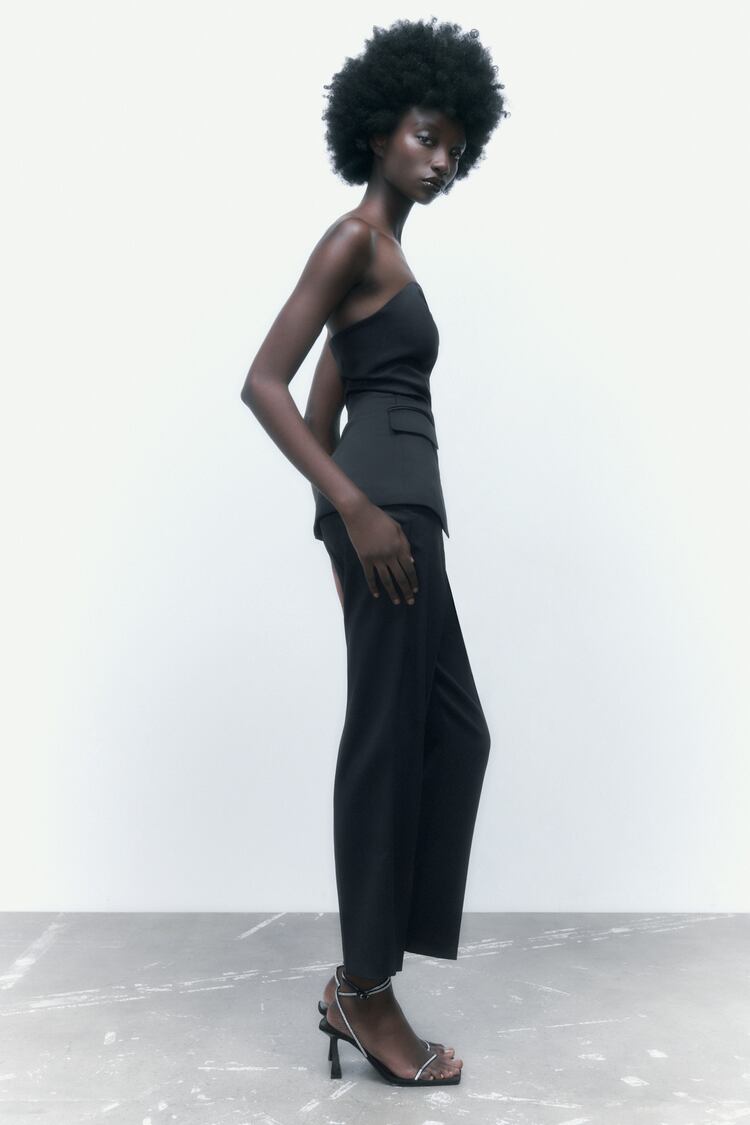 Klasyczny komplet z gorsetem i spodniami z wysokim stanem