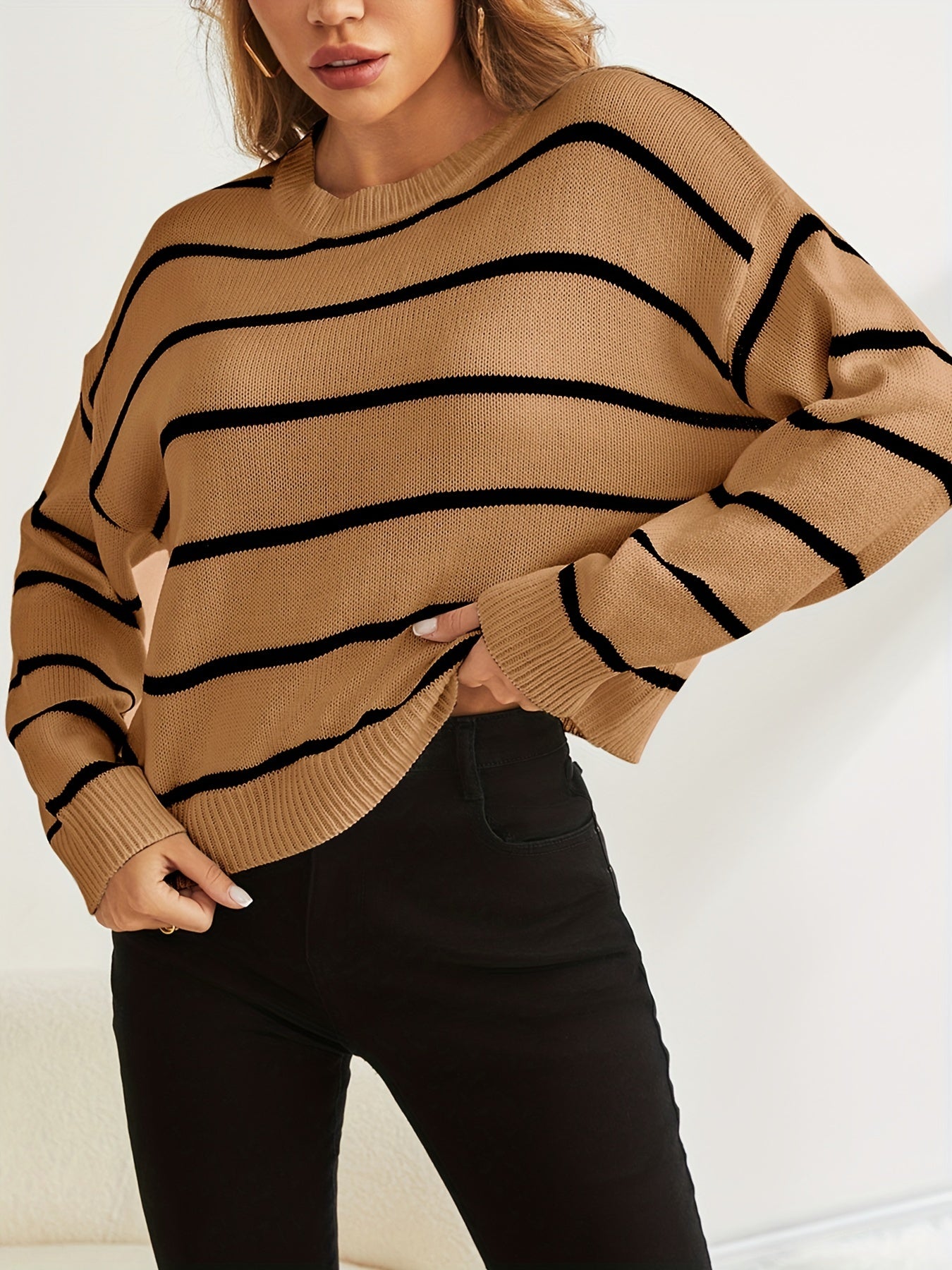 Dzianinowy sweter w paski