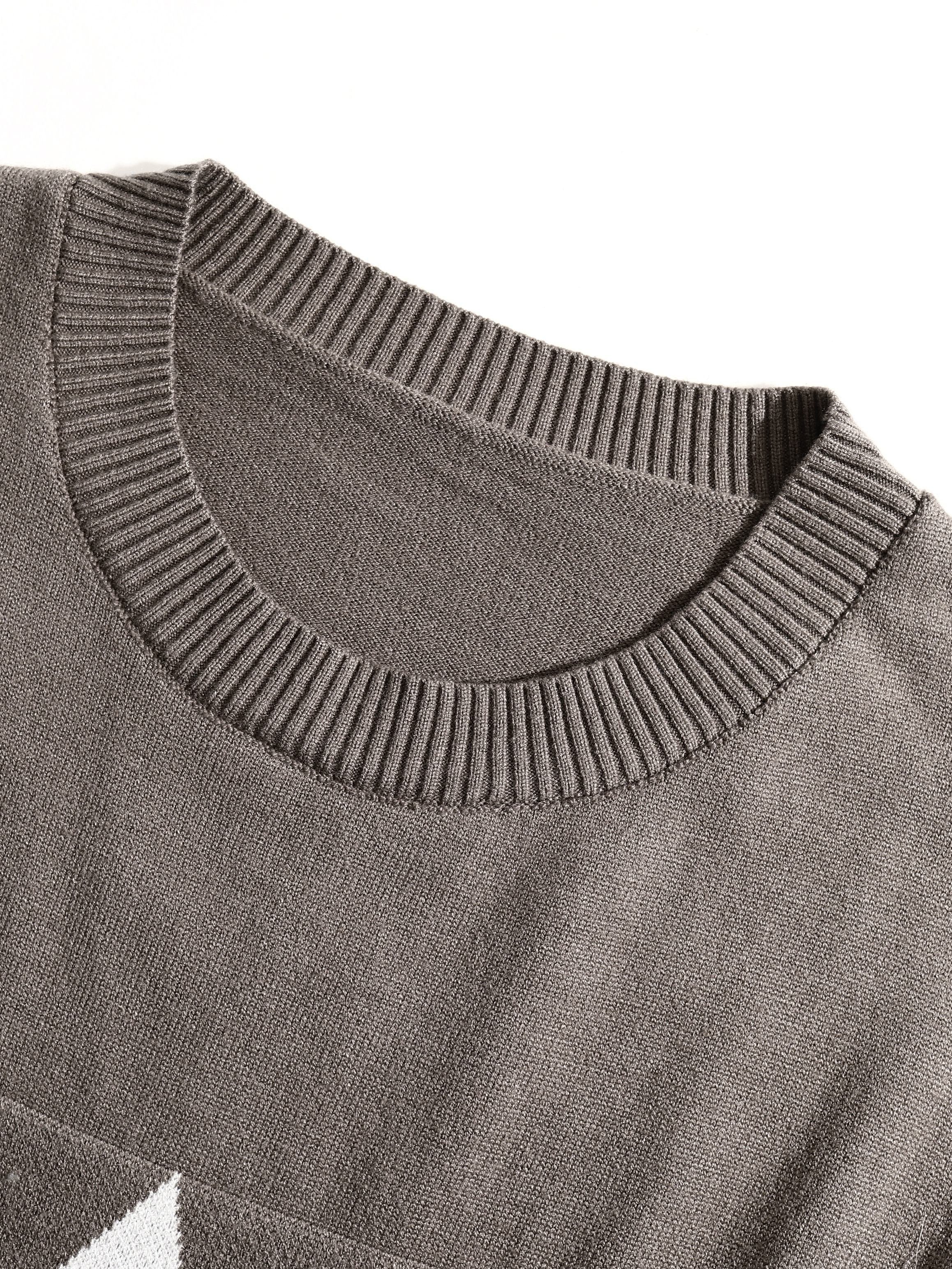LuŸny sweter z dzianiny argyle