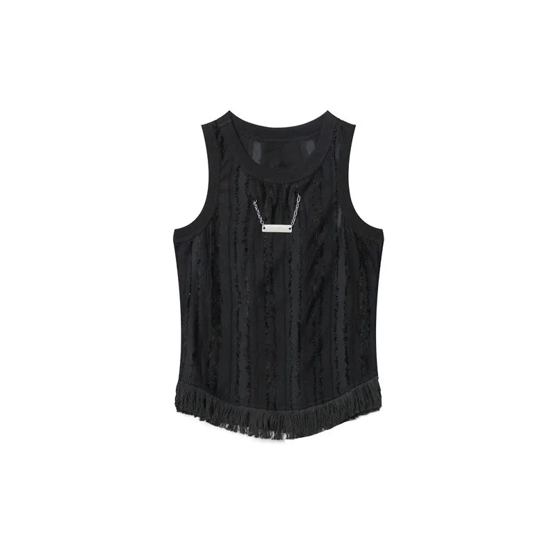 Teksturowany Top Bez Rękawów Z Paskami