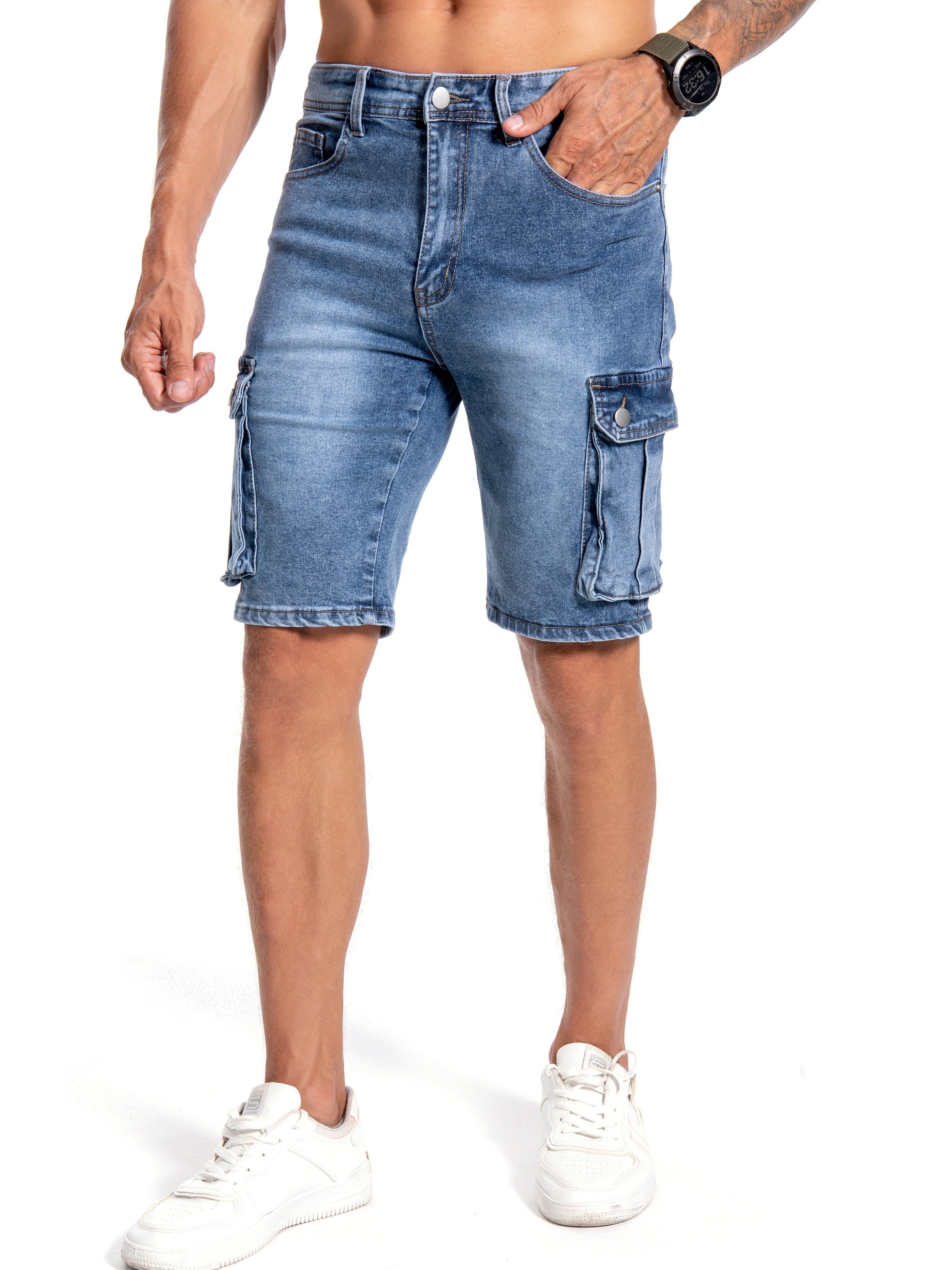 Mêskie spodenki jeansowe o œredniej rozciągliwoœci