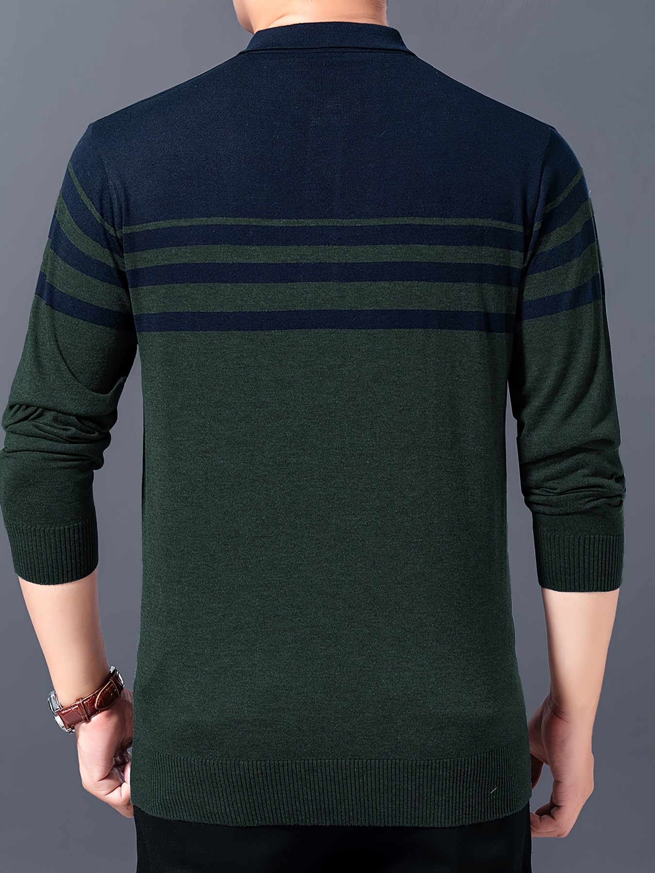 Stylowy sweter mêski w paski z klapami