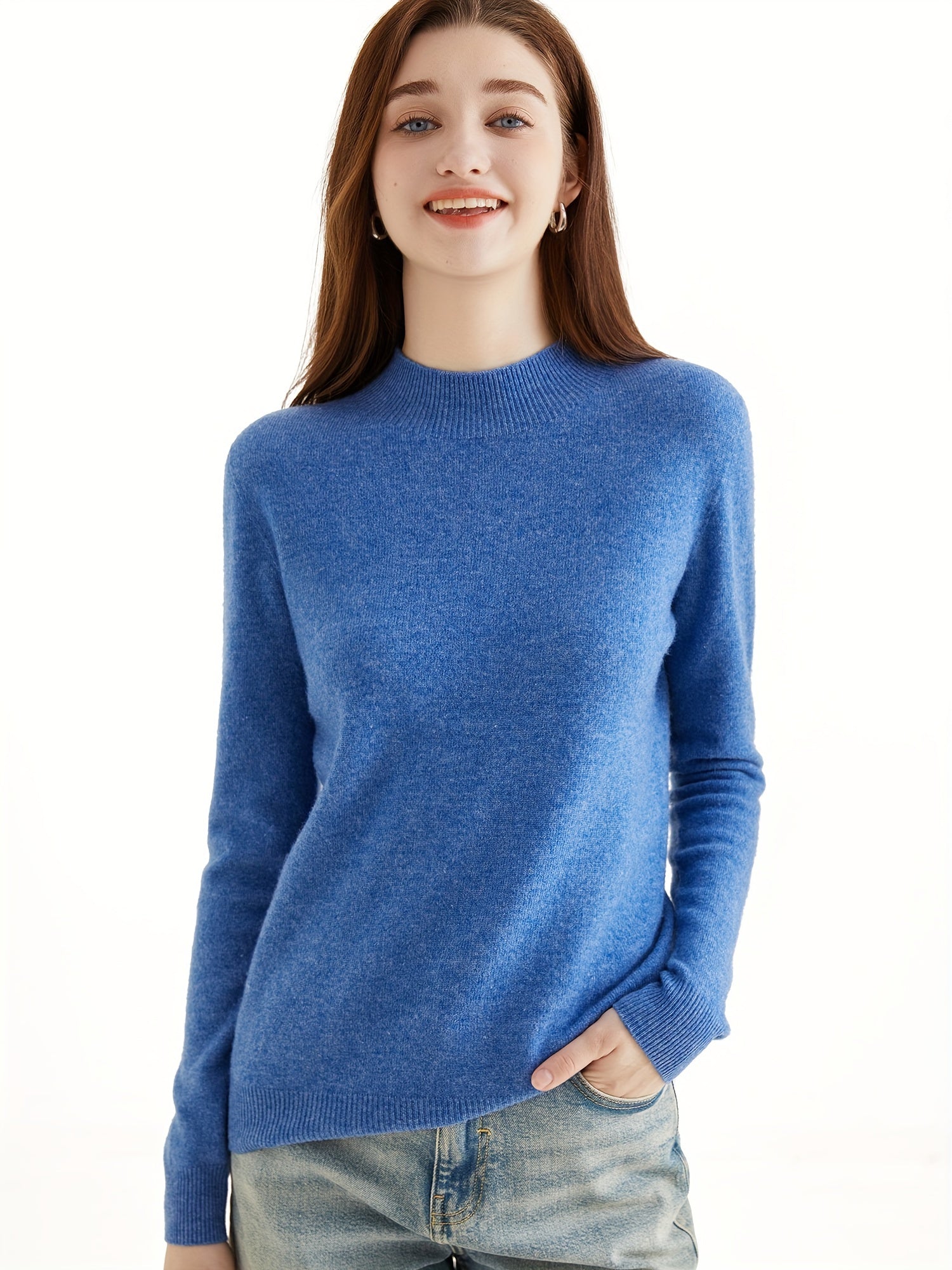 Sweter z wysokim koęnierzem i weęnianymi rêkawami
