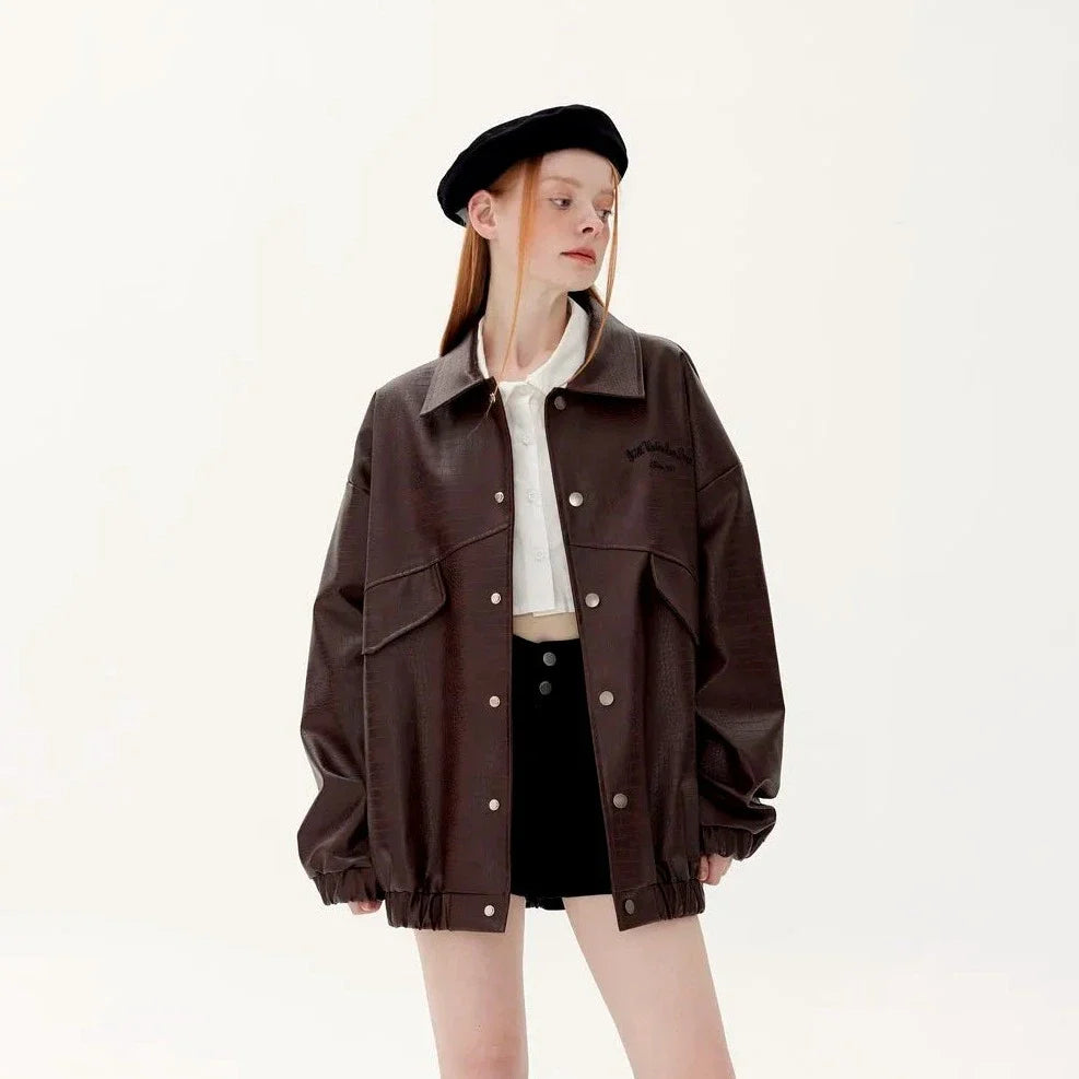 Teksturowana kurtka ze skóry