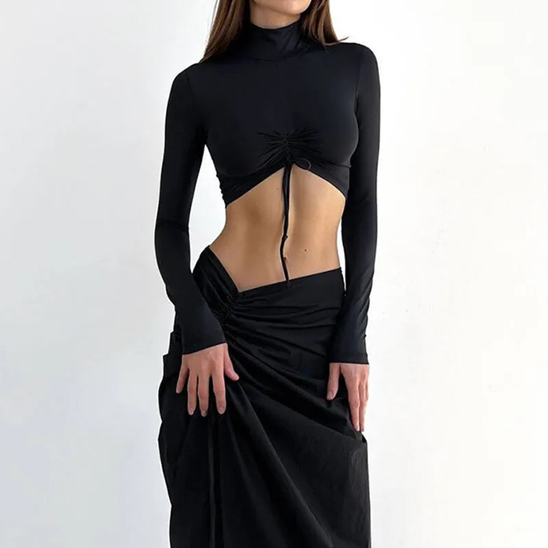 T-shirt z golfem i zakęadkami