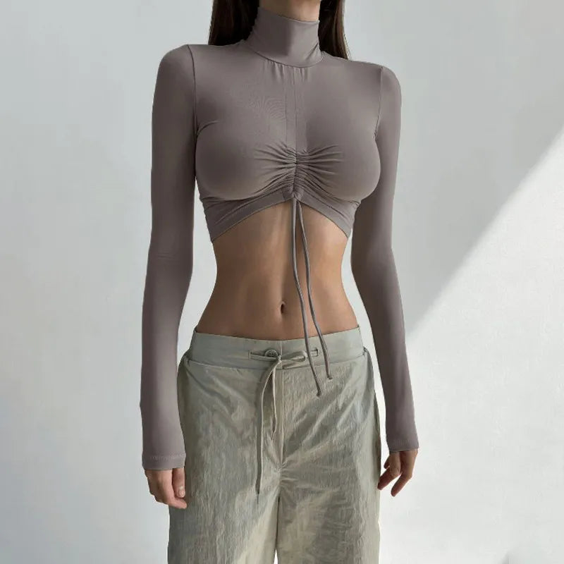 T-shirt z golfem i zakęadkami