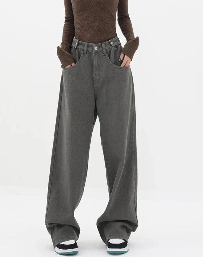 Casualowe jeansy z wysokim stanem