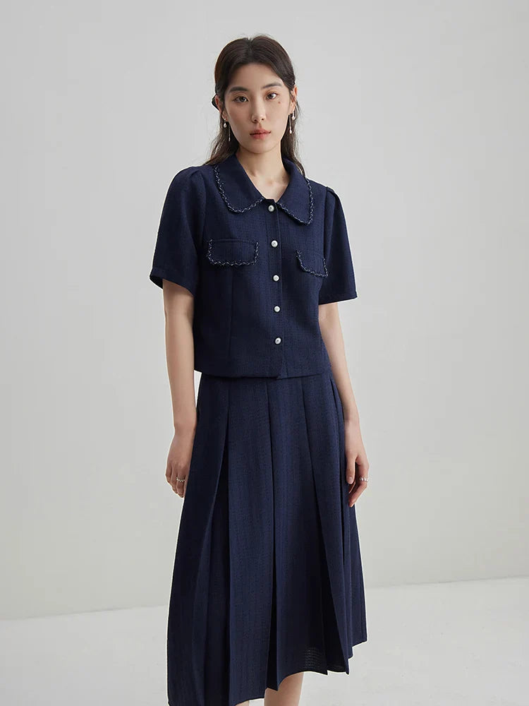 Elegancki klasyczny komplet top i spódnica