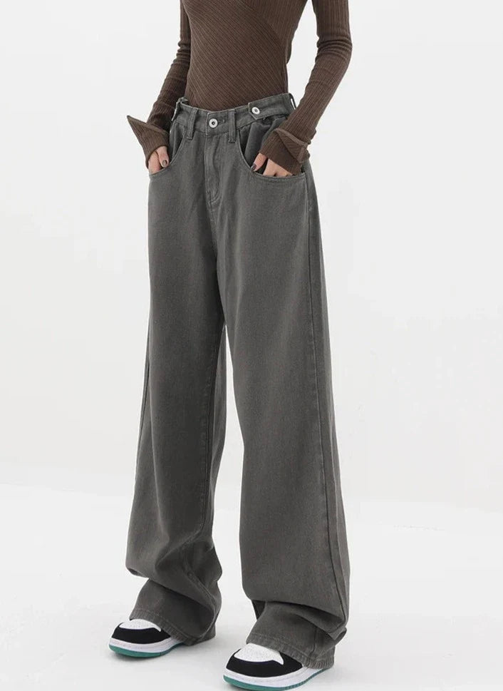 Casualowe jeansy z wysokim stanem