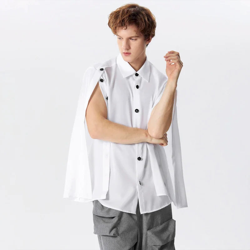 LuŸna koszula z rozciêciem na klapie, dęugim rêkawem i guzikami