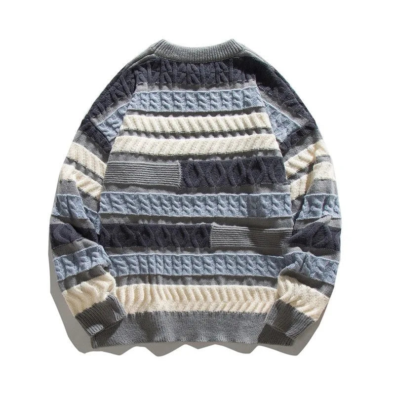 Kontrastowy brokatowy sweter z patchworkiem