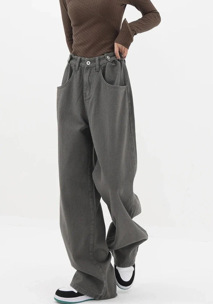 Casualowe jeansy z wysokim stanem