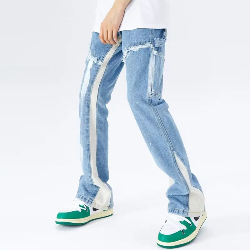 LuŸne jeansy rozkloszowane w stylu streetwear