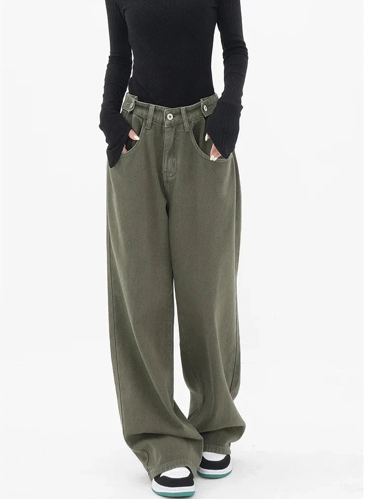 Casualowe jeansy z wysokim stanem