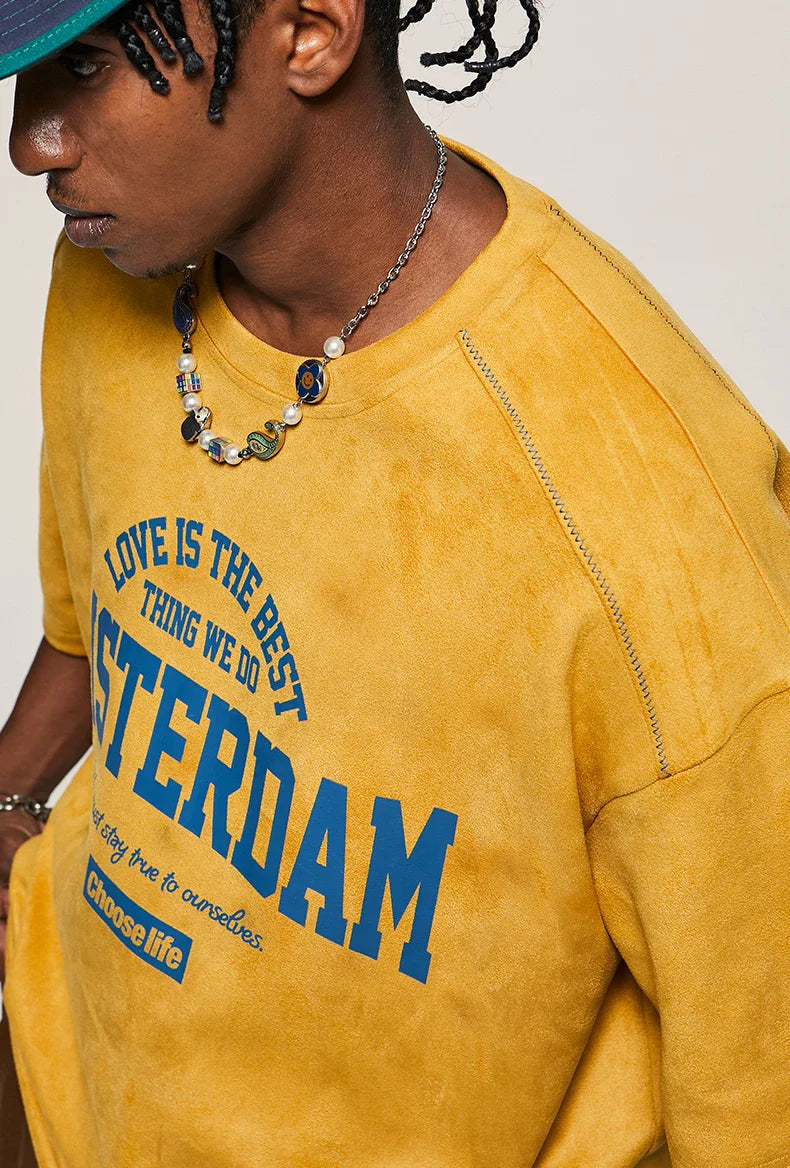 T-shirt oversize van imitatiesuéde