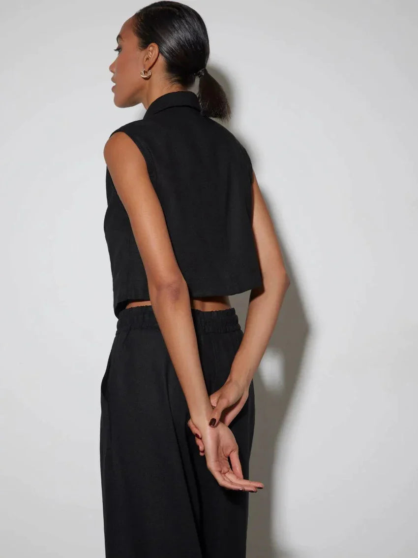 Elegancki kardigan i garnitur do spodni wykonany z lnu i baweęny