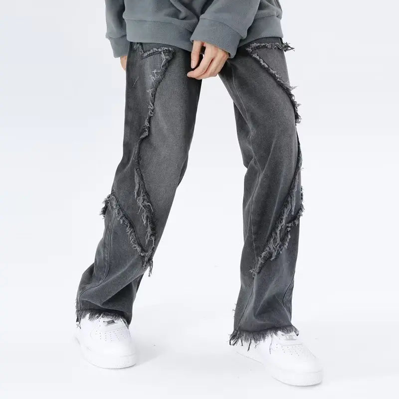 Przecierane jeansy typu oversize