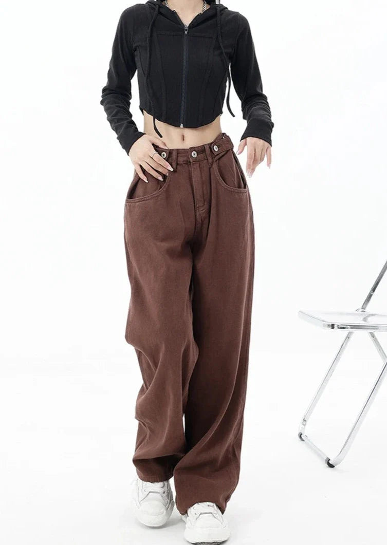 Casualowe jeansy z wysokim stanem