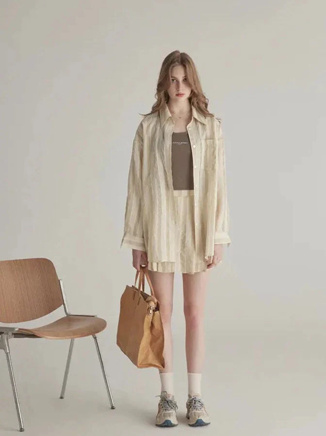 Komplet z koszulą i spódnicą w paski