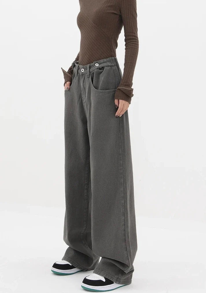 Casualowe jeansy z wysokim stanem