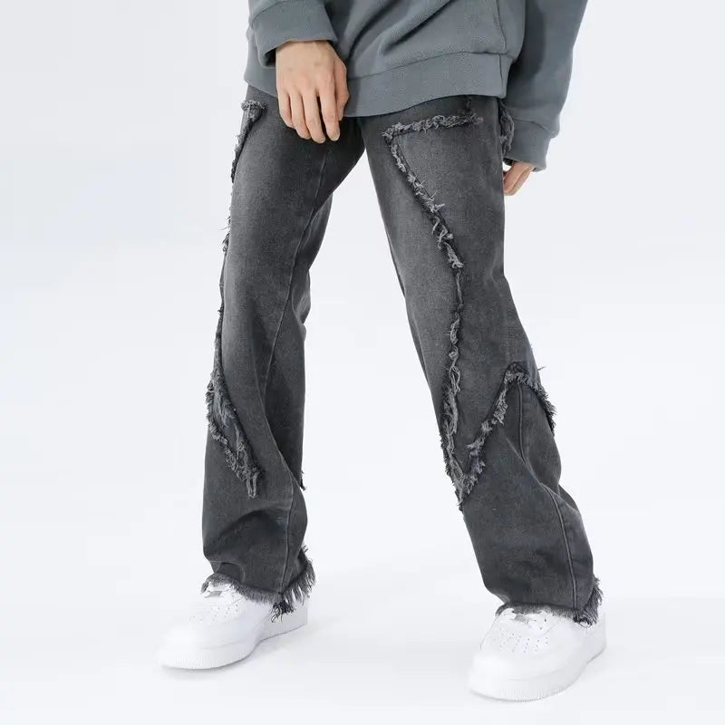 Przecierane jeansy typu oversize