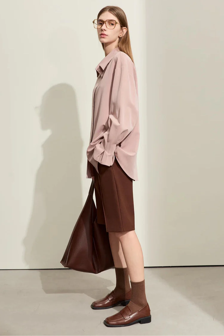 Luźna koszula w paski z długim rękawem