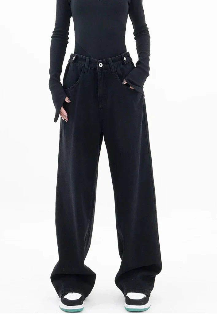 Casualowe jeansy z wysokim stanem