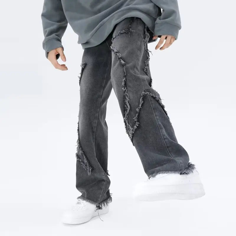Przecierane jeansy typu oversize