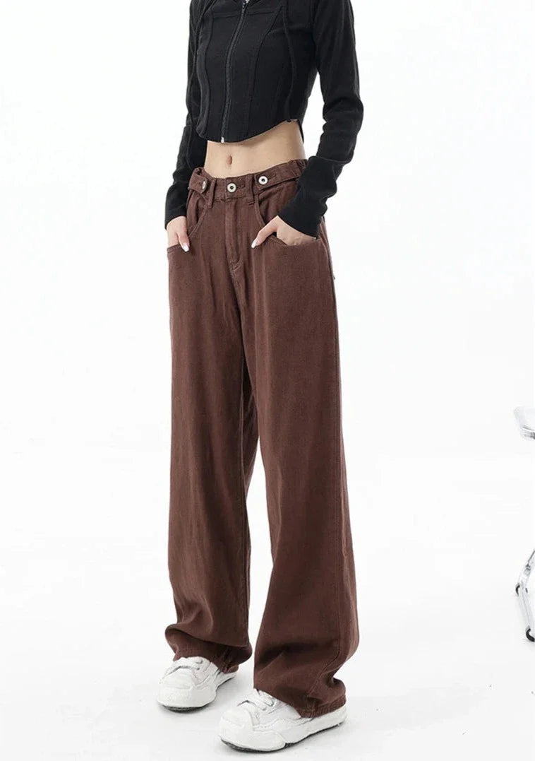 Casualowe jeansy z wysokim stanem