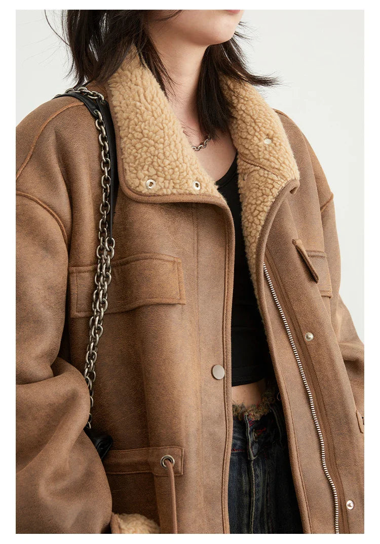 Oversize'owa kurtka zamszowa