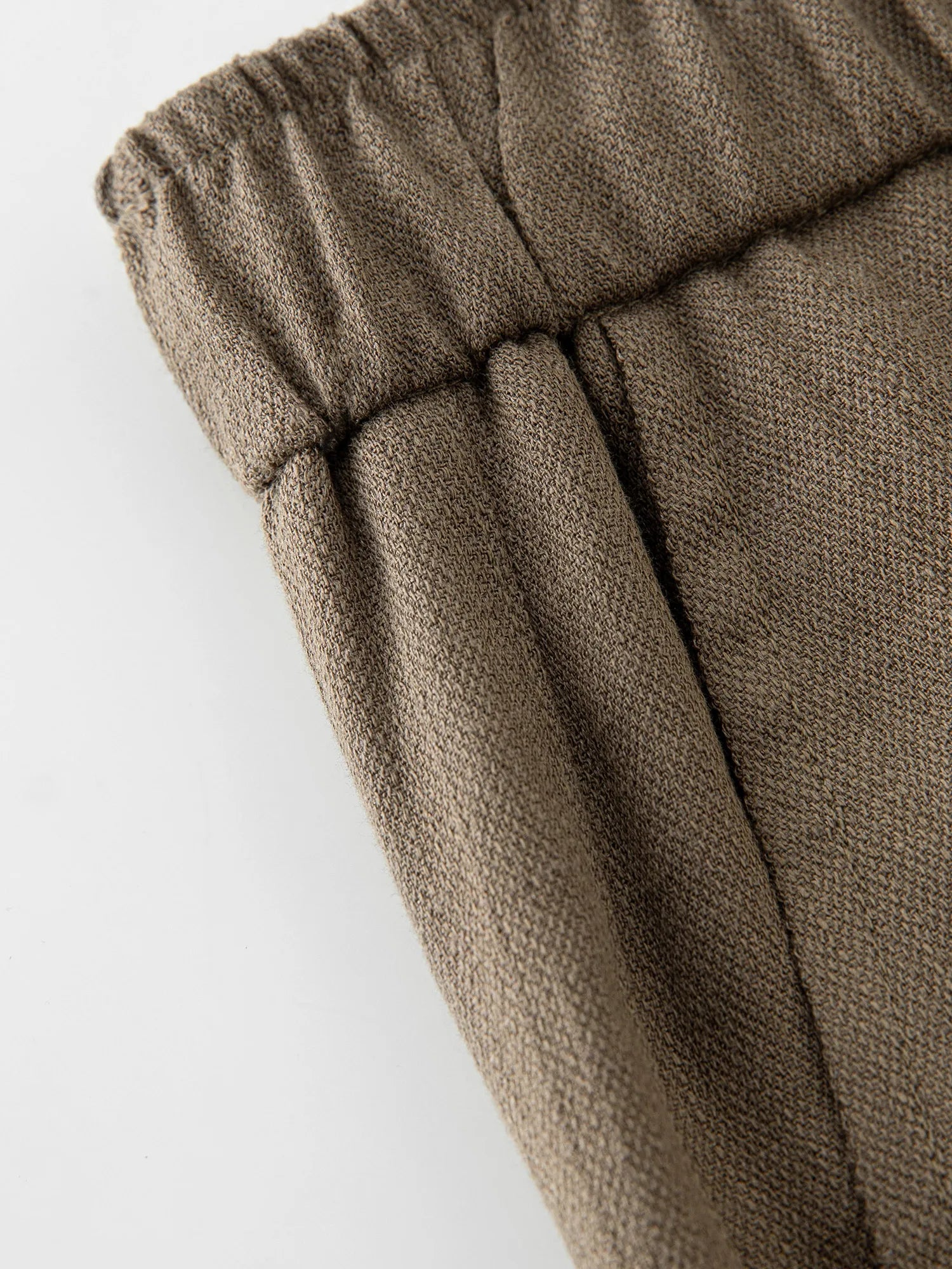 Lniane proste, elastyczne spodnie casualowe z wysokim stanem