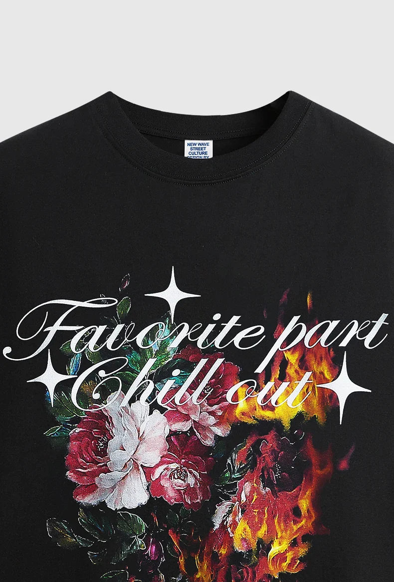 T-shirt z nadrukiem w pęomienny kwiatowy wzór