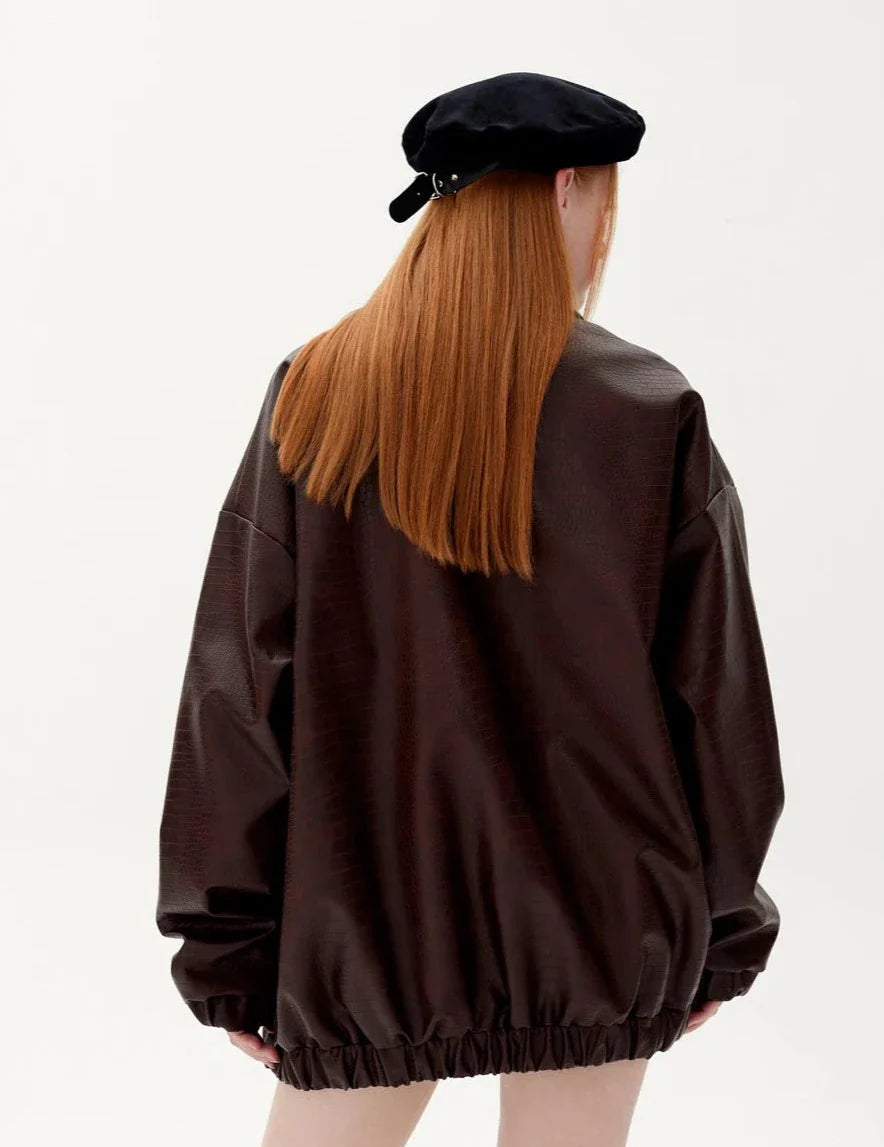 Teksturowana kurtka ze skóry