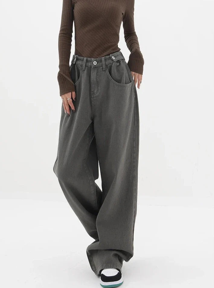 Casualowe jeansy z wysokim stanem