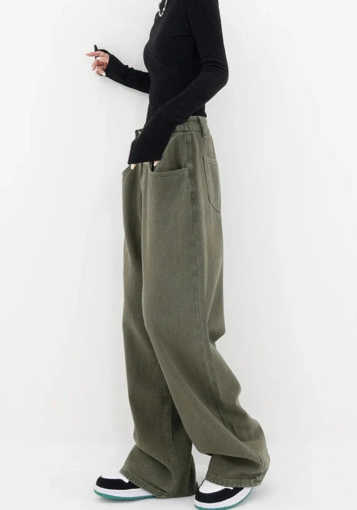 Casualowe jeansy z wysokim stanem