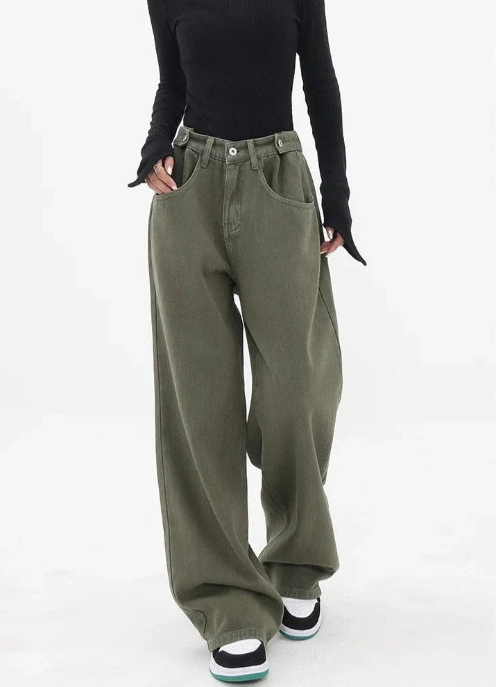 Casualowe jeansy z wysokim stanem