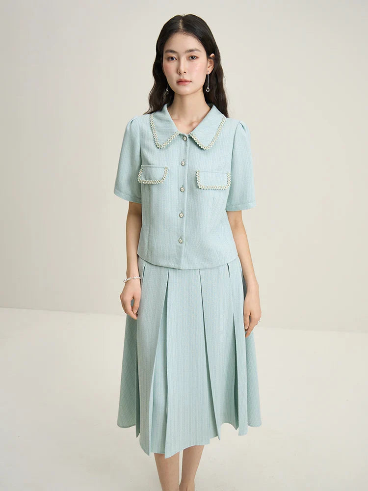 Elegancki klasyczny komplet top i spódnica