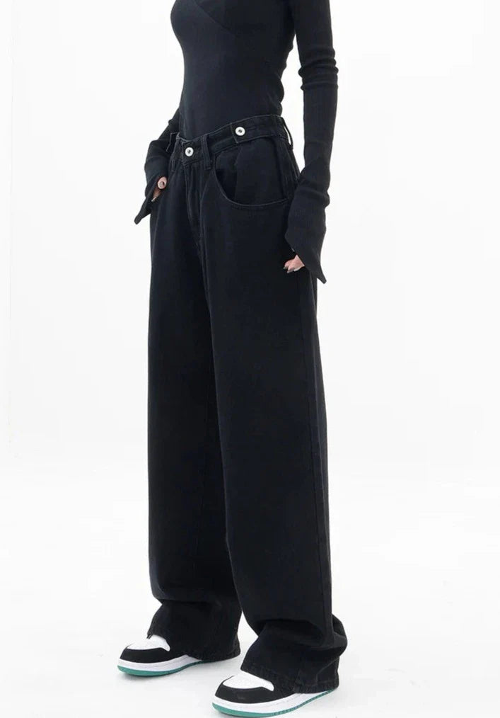 Casualowe jeansy z wysokim stanem