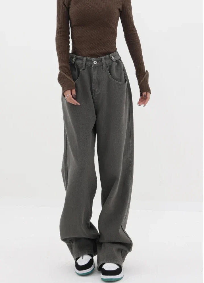 Casualowe jeansy z wysokim stanem