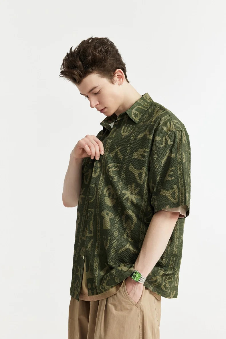 Koszula Seersucker z nadrukiem