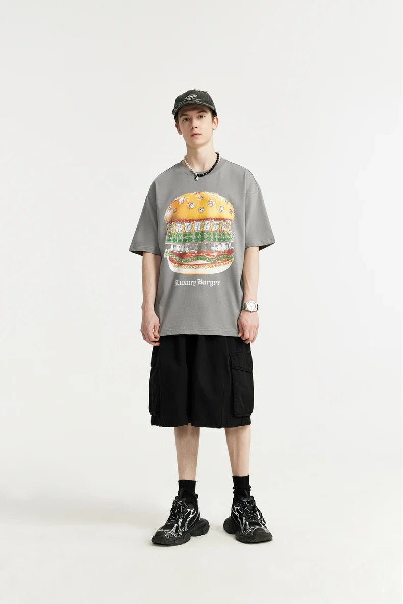 T-shirt z nadrukiem hamburgera