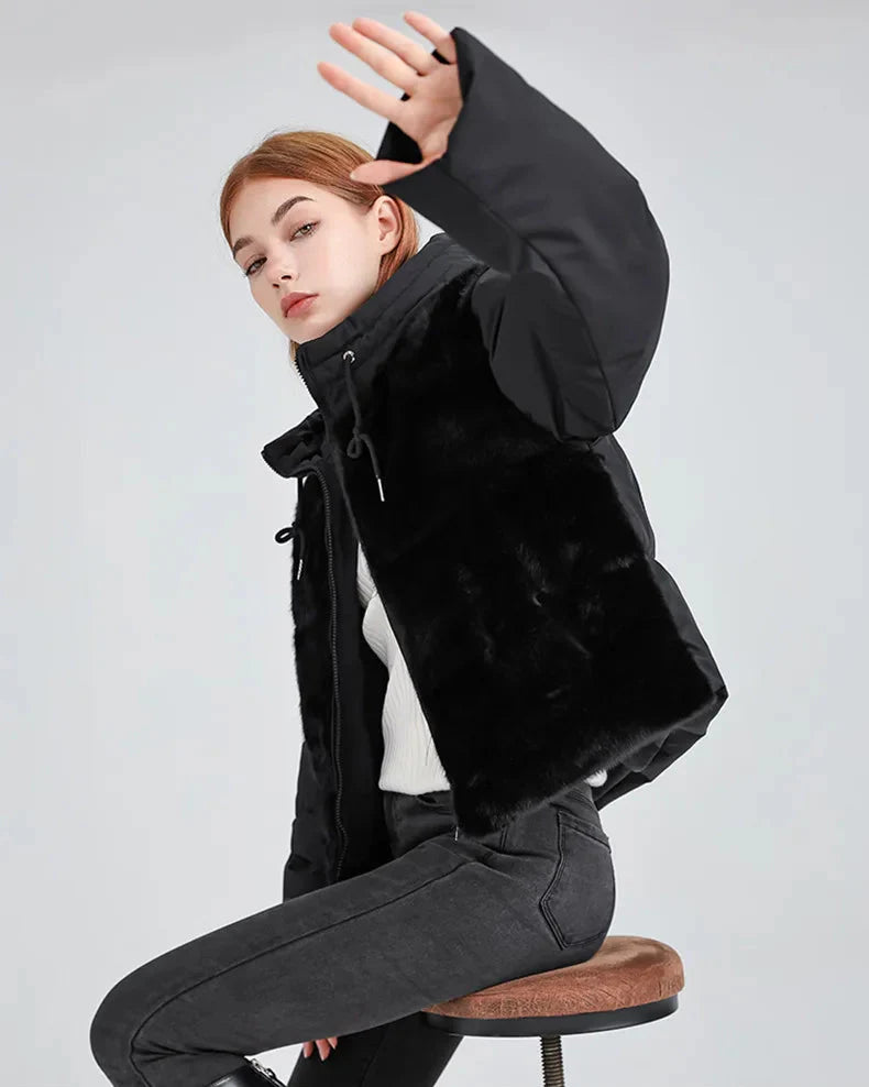 Kurtka futrzana z łączeniem